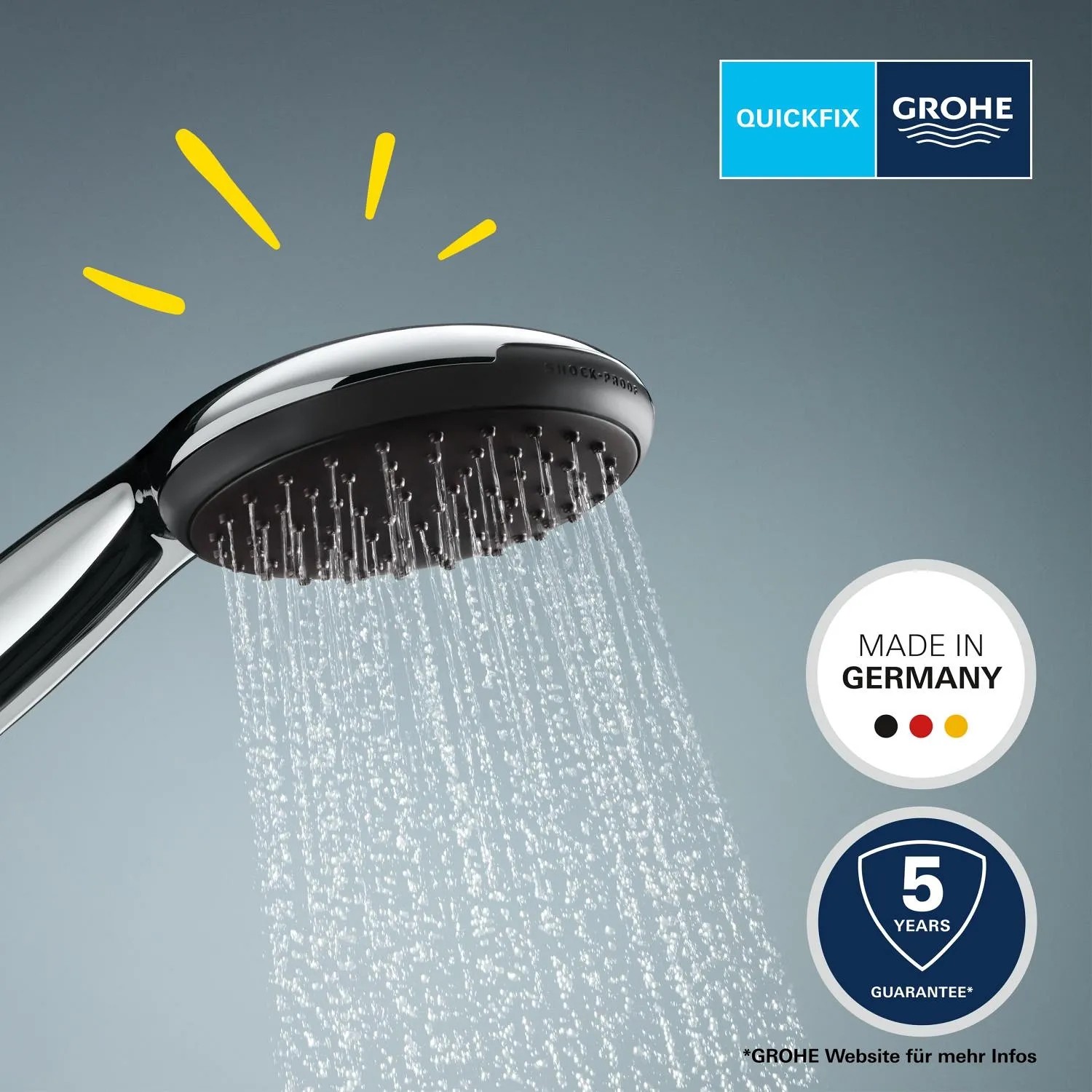 WEIDMAX Bagno Soffione doccia tondo portatile a 3 funzioni con ugelli in gel di silice pulisci senza intasamenti, corpo in ABS con finitura cromata
