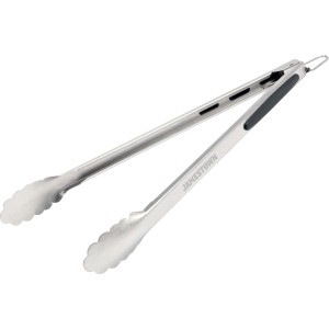 Pinze da barbecue in acciaio inox con scritta Jamestown, utensile per barbecue.