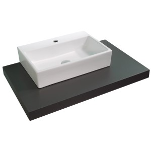 Lavabo d'appoggio rettangolare bianco baliv WBA-7020 su piano grigio.