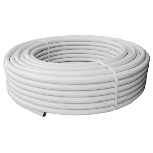 Rotolo di tubo multistrato grigio t.b.t. per impianti idraulici e di riscaldamento.