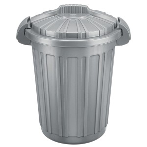 Cestino t.b.t. grigio con coperchio per esterni.