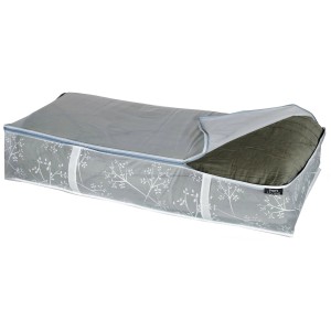 Organizer t.b.t. grigio per vestiti o biancheria da letto con zip e motivo.