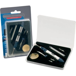 t.b.t. Set saldatore con accessori in scatola di plastica per lavori di saldatura.