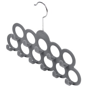 Organizzatore t.b.t. grigio per sciarpe, cinture e foulard per una conservazione salvaspazio nell'armadio.