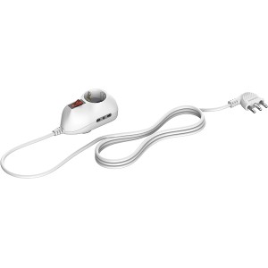 Multipresa bianca t.b.t. con interruttore e spina.