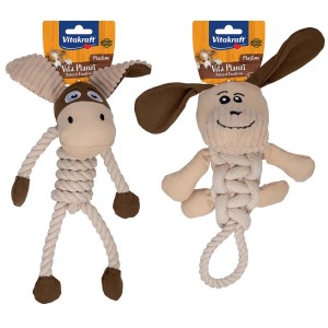 Due t.b.t. giocattoli per cani in tessuto e corda, asino e cane, per cani.