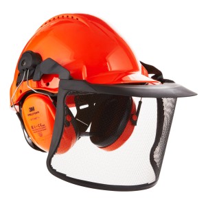 Set combinato casco protettivo 3M™ G3000CUVFORESTC1 per silvicoltura con visiera e protezione per l'udito.