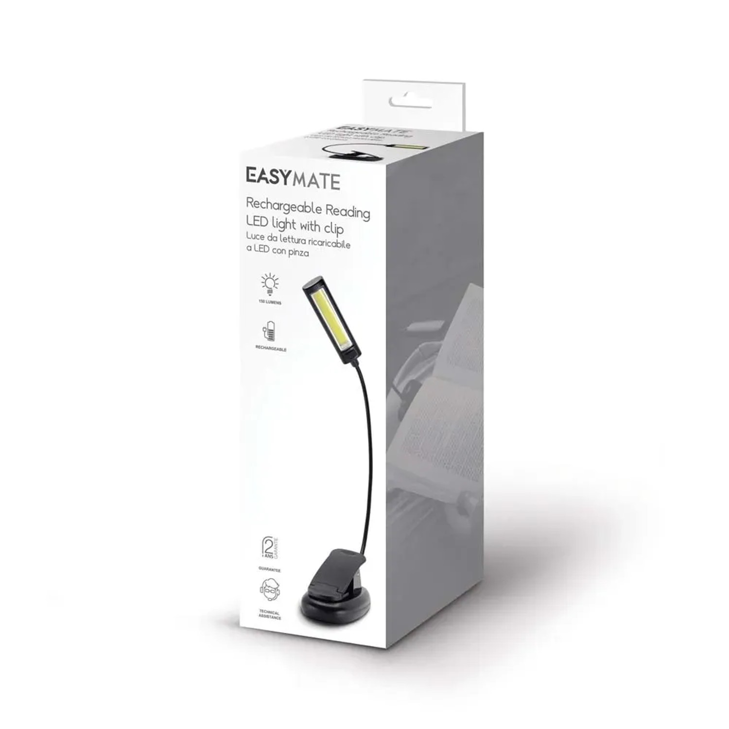 Confezione di una lampada da lettura con clip di t.b.t. Luce notturna per una lettura confortevole.