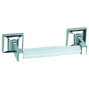 Porta carta igienica cromato con supporti quadrati.