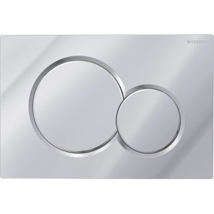 Placca di comando Geberit Sigma01, cromata lucida, per risciacquo a due quantità.