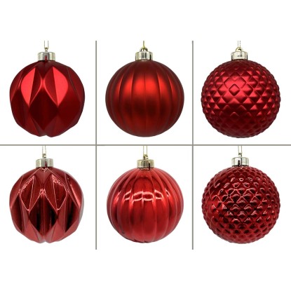 Palline di Natale in plastica Ø 12 cm decori assortiti rosso