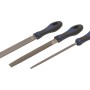 Set lime LUX Comfort, 3 pezzi: lima piatta, mezzotonda e tonda con manici ergonomici.
