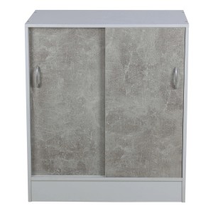 Scarpiera t.b.t. con ante scorrevoli in grigio e bianco.