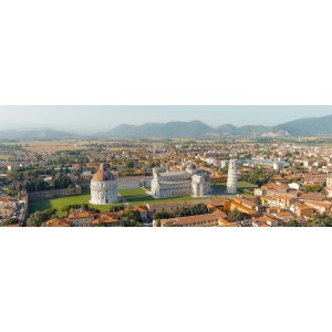 Vista aerea di Pisa con Torre Pendente, Duomo e Battistero. Ispirazione decorazione murale.