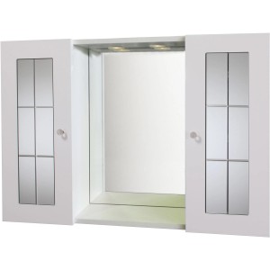 Mobile specchio bianco t.b.t. con due ante e illuminazione interna.