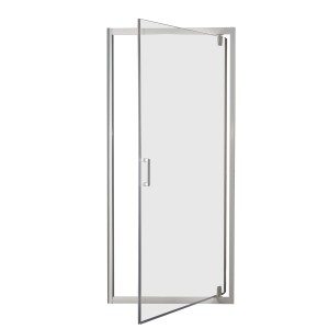 Porta doccia t.b.t. con telaio, parzialmente aperta.