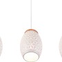 Lampada a sospensione Reality Bidar, 3 luci, bianco opaco con dettagli in legno. Lampada moderna per soggiorno.