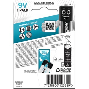 Batteria alcalina Energizer Max Plus 9V, fonte di energia affidabile.