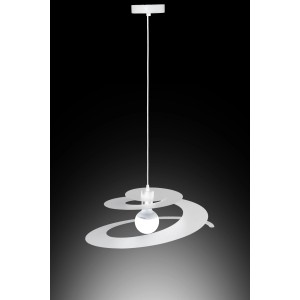 Lampada a sospensione bianca moderna con design a spirale per interni.