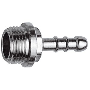 Raccordo per rubinetto a sfera t.b.t. in metallo con filettatura e raccordo per tubo.