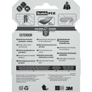 Nastro biadesivo Scotch-Fix per esterni, portata fino a 7kg.