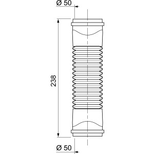 Disegno tecnico di un tubo Manicotti HT con dimensioni.