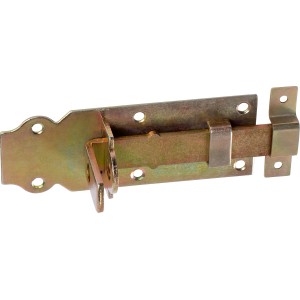 Catenaccio per porta zincato giallo, 140x45 mm, per porte e cancelli esterni.