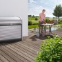 Biohort StoreMax 120 box da giardino in grigio scuro metallizzato con serranda e serratura a cilindro.