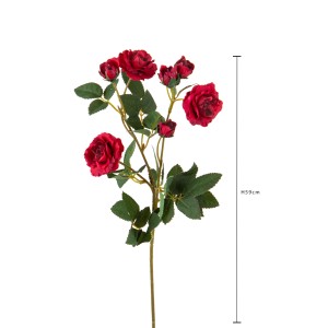 Rosa artificiale rossa decorativa (t.b.t.) con foglie verdi, altezza 59cm.