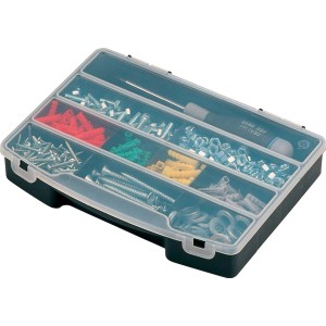 Cassetta assortita con viti, tasselli, dadi e cacciavite per Portaminuteria.