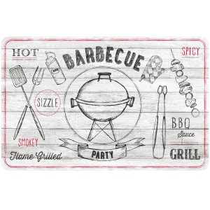 Tovaglietta ovale d-c-fix Barbecue color bianco sporco con motivo grill per la tavola.