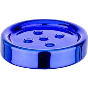 Dispenser sapone t.b.t. rotondo blu in vetro.