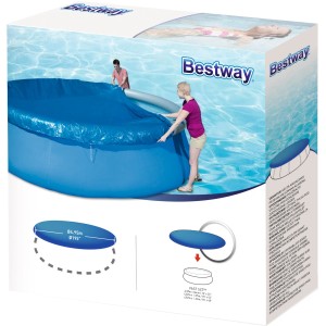 Confezione di una copertura per piscina Bestway. Protegge la tua piscina dallo sporco e mantiene l'acqua pulita.