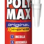 Bostik Poly Max Express adesivo e sigillante, cartuccia rossa e bianca con applicatore.