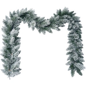 Ghirlanda innevata per decorazioni natalizie.