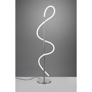Moderna lampada da terra t.b.t. con luce LED a spirale e base cromata.