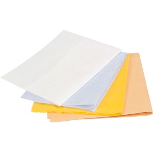 Set panni auto CMI, 4 pezzi: panno vetro, panno lucidatura, panno pelle, panno cruscotto per la cura dell'auto.