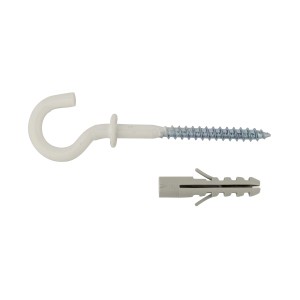 Set t.b.t.: Gancio bianco con vite e tassello per montaggio a parete.