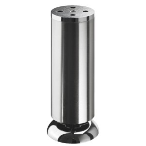 Piede per mobile Hettich, Ø 50 mm, altezza 150 mm, effetto acciaio inox, regolabile in altezza.