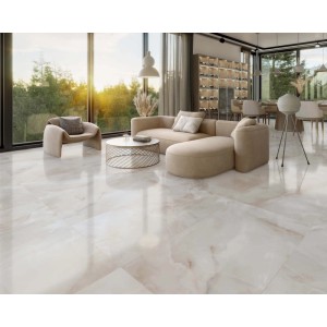 Piastrella in gres porcellanato Nizza White smaltato lucido 60x120 cm 1,44 m²