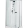 Box doccia t.b.t. bianca con vetro frontale e set doccia integrato.