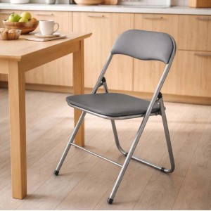 Sedia pieghevole in acciaio con imbotittura 45x45x80 cm grgio
