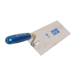 Cazzuola da stucco/muratore LUX 160 mm, acciaio inox con manico in legno blu.