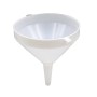 Imbuto bianco in plastica per liquidi e materiali sfusi.