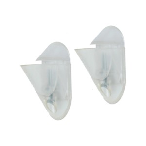 Due supporti per mensole t.b.t. trasparenti per ripiani.