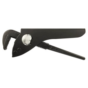 Chiave a pinza nera con ganascia regolabile per vari diametri di tubo.