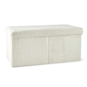 Sgabello contenitore pieghevole in velluto 60x30xH29 cm avorio