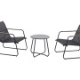 Set di mobili da balcone Whitton a 3 pezzi in acciaio nero-antracite con tavolo e due sedie.