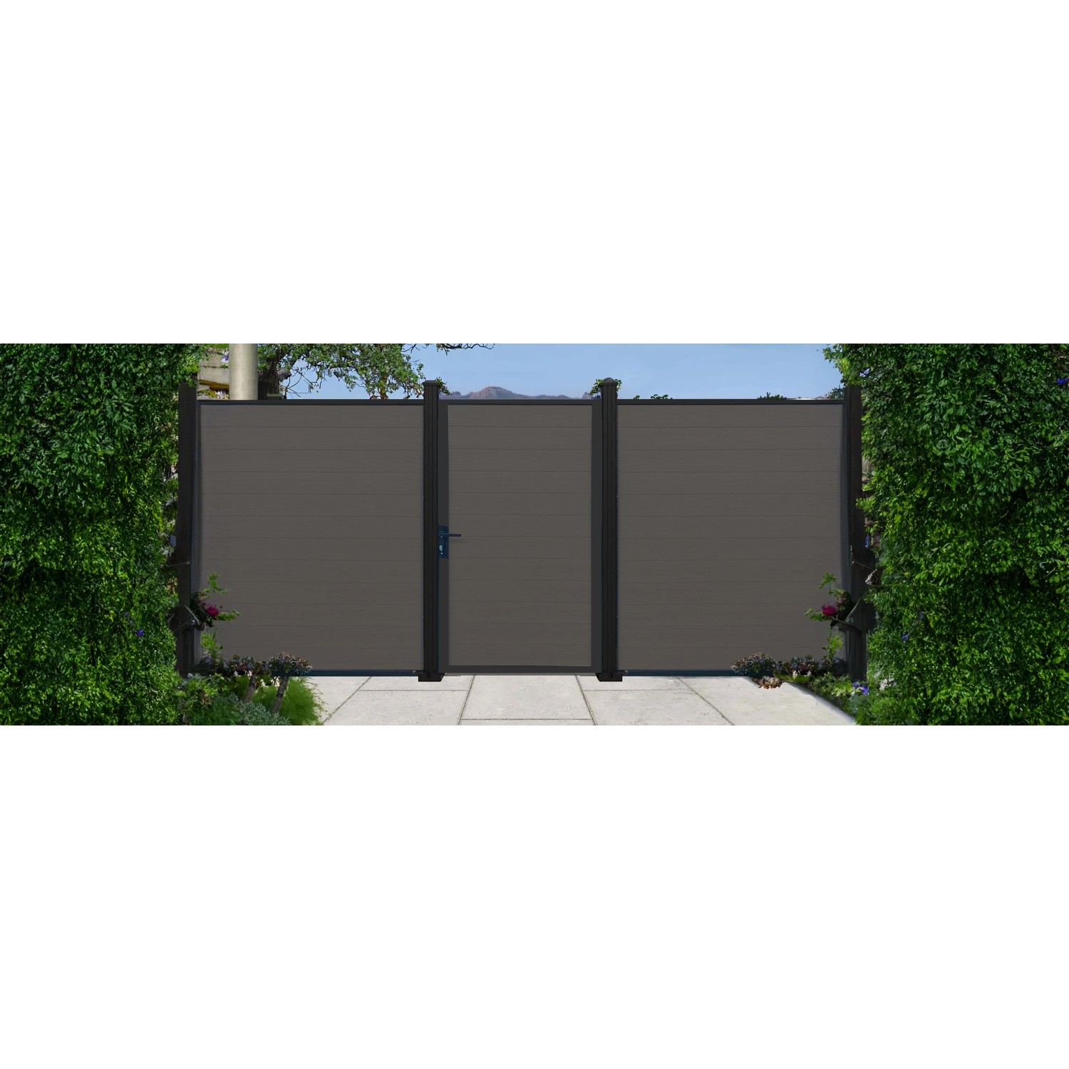 Cancello in WPC effetto liscio Antracite per pannello 90x180 cm antracite_2