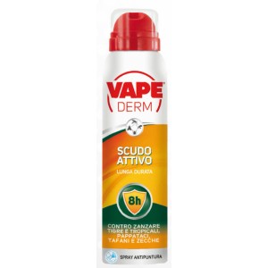 Spray antizanzare Vape Derm per la protezione da zanzare e insetti, durata 8 ore.